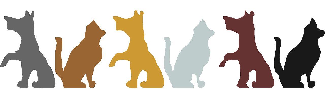 vector image of cats and dogs silhouetted